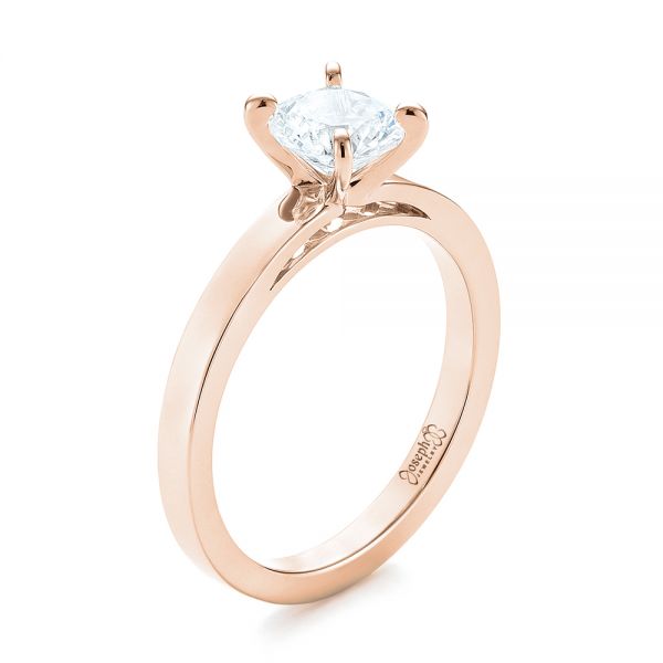 14k Rose Gold 14k Rose Gold Solitaire Diamond Engagement Ring - Three-Quarter View -  103421