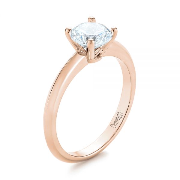 18k Rose Gold 18k Rose Gold Solitaire Diamond Engagement Ring - Three-Quarter View -  103987