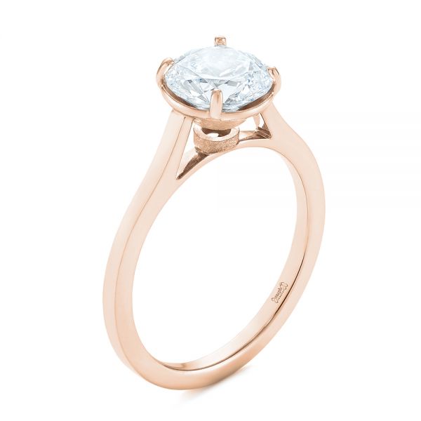 14k Rose Gold 14k Rose Gold Solitaire Diamond Engagement Ring - Three-Quarter View -  104008