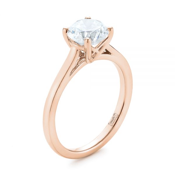 18k Rose Gold 18k Rose Gold Solitaire Diamond Engagement Ring - Three-Quarter View - 104087
