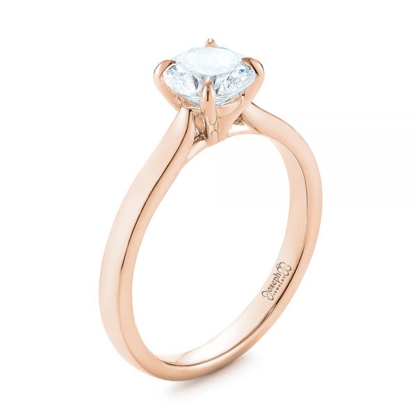 18k Rose Gold 18k Rose Gold Solitaire Diamond Engagement Ring - Three-Quarter View - 104090