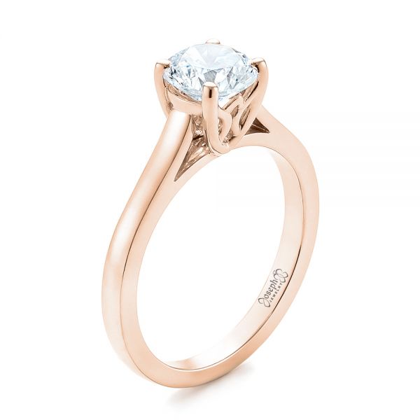 14k Rose Gold 14k Rose Gold Solitaire Diamond Engagement Ring - Three-Quarter View -  104116
