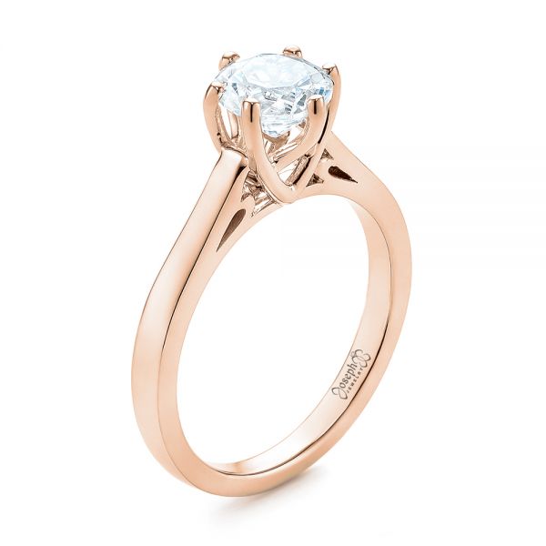 18k Rose Gold 18k Rose Gold Solitaire Diamond Engagement Ring - Three-Quarter View -  104120