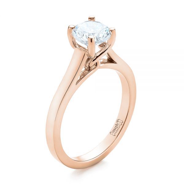 14k Rose Gold 14k Rose Gold Solitaire Diamond Engagement Ring - Three-Quarter View -  104174