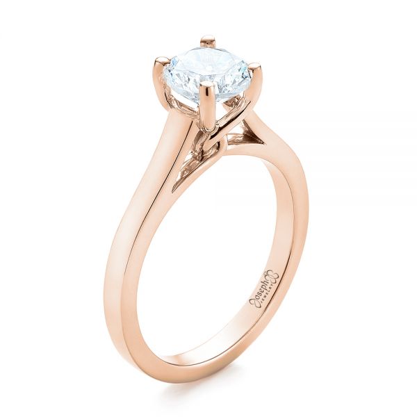 14k Rose Gold 14k Rose Gold Solitaire Diamond Engagement Ring - Three-Quarter View - 104174