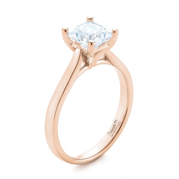 18k Rose Gold 18k Rose Gold Solitaire Diamond Engagement Ring - Three-Quarter View -  104180