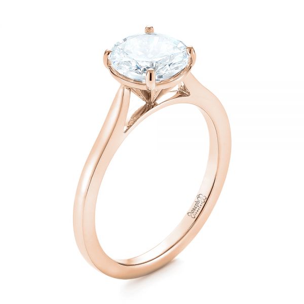 18k Rose Gold 18k Rose Gold Solitaire Diamond Engagement Ring - Three-Quarter View -  104209