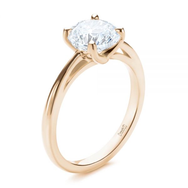 14k Rose Gold 14k Rose Gold Solitaire Diamond Engagement Ring - Three-Quarter View -  107133