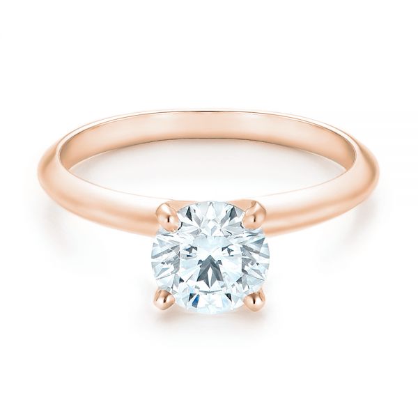 18k Rose Gold 18k Rose Gold Solitaire Diamond Engagement Ring - Flat View -  103141