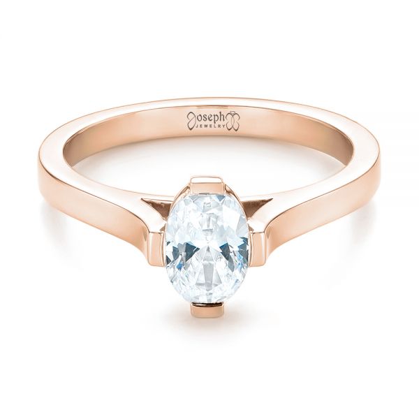 18k Rose Gold 18k Rose Gold Solitaire Diamond Engagement Ring - Flat View -  103274