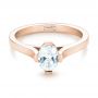 18k Rose Gold 18k Rose Gold Solitaire Diamond Engagement Ring - Flat View -  103274 - Thumbnail