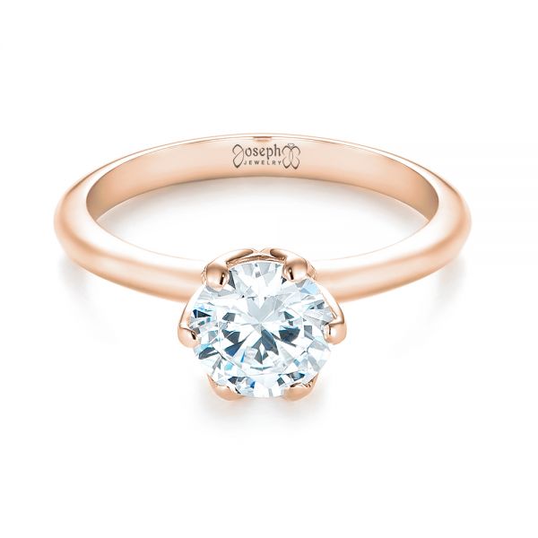 18k Rose Gold 18k Rose Gold Solitaire Diamond Engagement Ring - Flat View -  103296