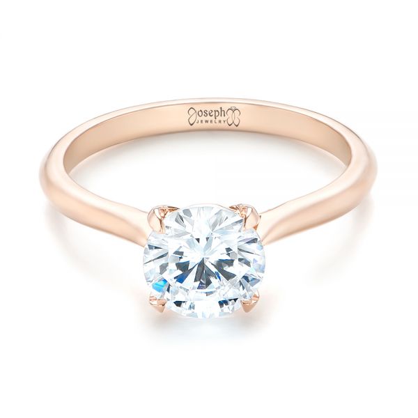 14k Rose Gold Solitaire Diamond Engagement Ring - Flat View -  103297