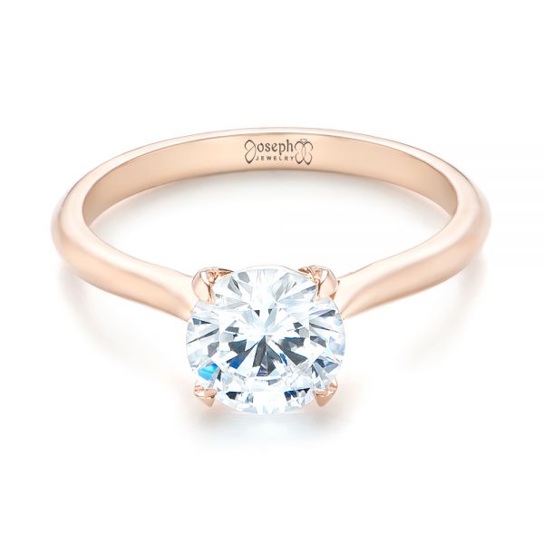 18k Rose Gold 18k Rose Gold Solitaire Diamond Engagement Ring - Flat View -  103297