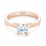 18k Rose Gold 18k Rose Gold Solitaire Diamond Engagement Ring - Flat View -  103421 - Thumbnail