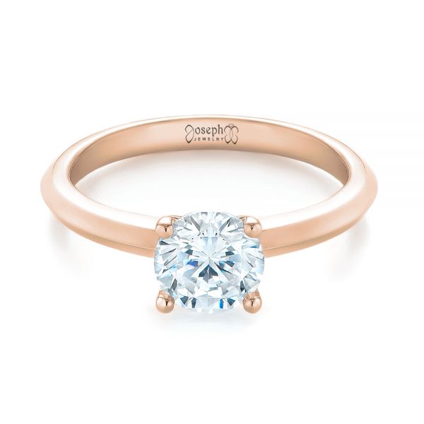 18k Rose Gold 18k Rose Gold Solitaire Diamond Engagement Ring - Flat View -  103987