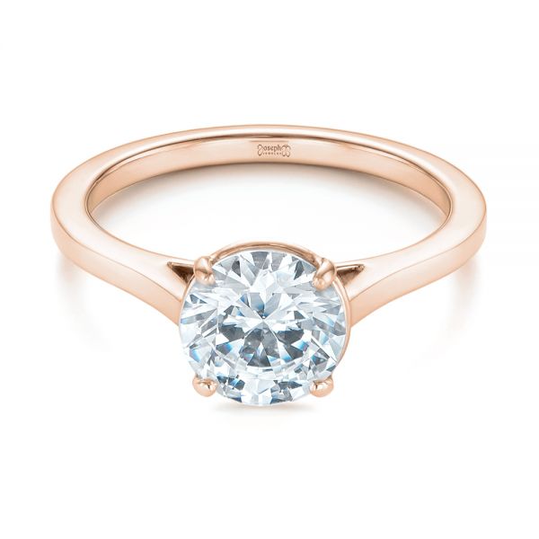 18k Rose Gold 18k Rose Gold Solitaire Diamond Engagement Ring - Flat View -  104008
