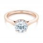 18k Rose Gold 18k Rose Gold Solitaire Diamond Engagement Ring - Flat View -  104008 - Thumbnail