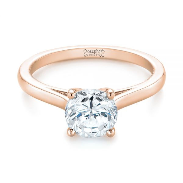 18k Rose Gold 18k Rose Gold Solitaire Diamond Engagement Ring - Flat View - 104087