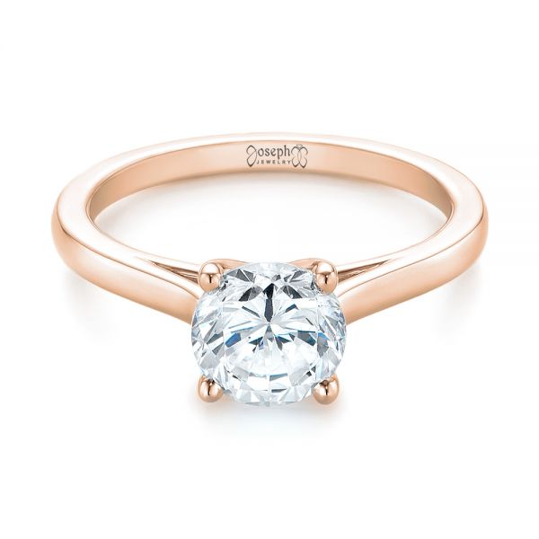 18k Rose Gold 18k Rose Gold Solitaire Diamond Engagement Ring - Flat View -  104087