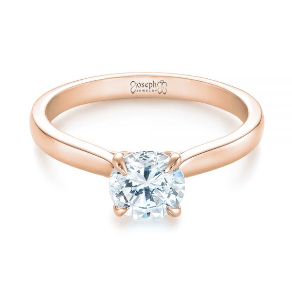 18k Rose Gold 18k Rose Gold Solitaire Diamond Engagement Ring - Flat View -  104090