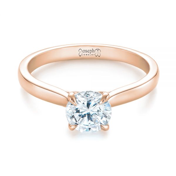 18k Rose Gold 18k Rose Gold Solitaire Diamond Engagement Ring - Flat View - 104090