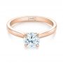 18k Rose Gold 18k Rose Gold Solitaire Diamond Engagement Ring - Flat View -  104090 - Thumbnail
