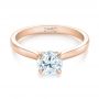 18k Rose Gold 18k Rose Gold Solitaire Diamond Engagement Ring - Flat View -  104090 - Thumbnail