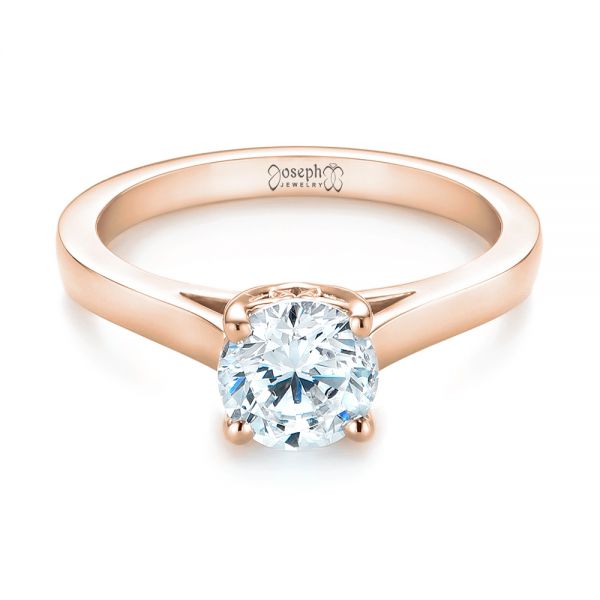 18k Rose Gold 18k Rose Gold Solitaire Diamond Engagement Ring - Flat View -  104116