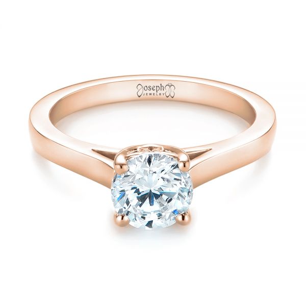 14k Rose Gold 14k Rose Gold Solitaire Diamond Engagement Ring - Flat View - 104116