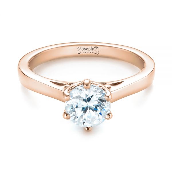 18k Rose Gold 18k Rose Gold Solitaire Diamond Engagement Ring - Flat View -  104120