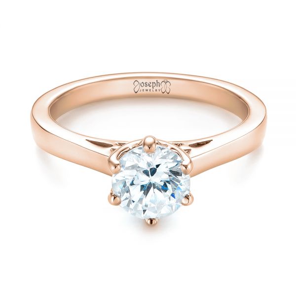 18k Rose Gold 18k Rose Gold Solitaire Diamond Engagement Ring - Flat View - 104120