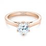 18k Rose Gold 18k Rose Gold Solitaire Diamond Engagement Ring - Flat View -  104120 - Thumbnail