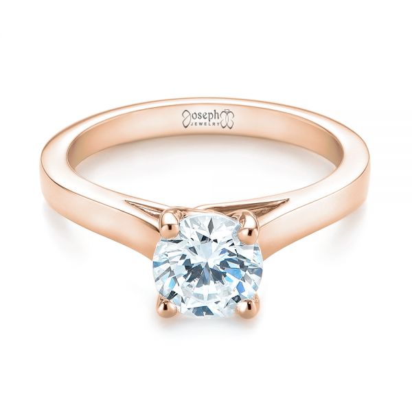 18k Rose Gold 18k Rose Gold Solitaire Diamond Engagement Ring - Flat View -  104174