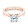 18k Rose Gold 18k Rose Gold Solitaire Diamond Engagement Ring - Flat View -  104174 - Thumbnail