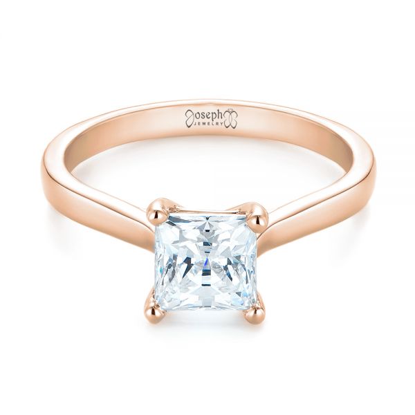 18k Rose Gold 18k Rose Gold Solitaire Diamond Engagement Ring - Flat View -  104180