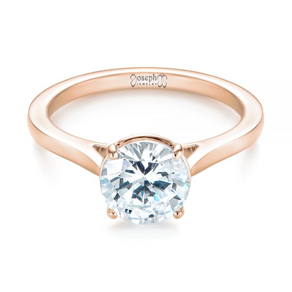 18k Rose Gold 18k Rose Gold Solitaire Diamond Engagement Ring - Flat View -  104209