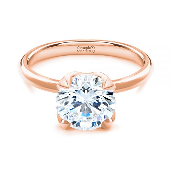 18k Rose Gold 18k Rose Gold Solitaire Diamond Engagement Ring - Flat View -  107132