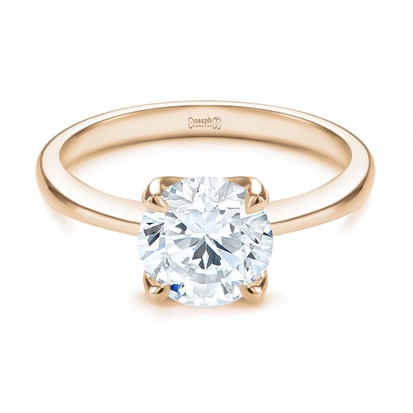18k Rose Gold 18k Rose Gold Solitaire Diamond Engagement Ring - Flat View -  107133