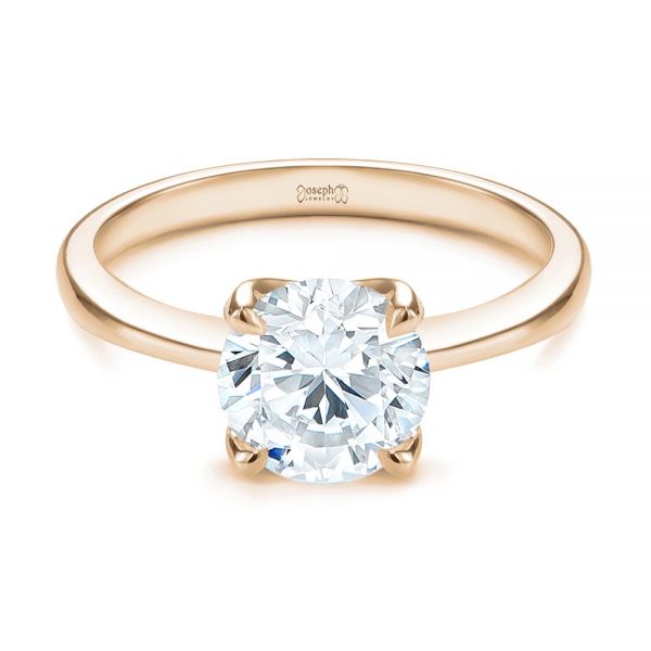 18k Rose Gold 18k Rose Gold Solitaire Diamond Engagement Ring - Flat View -  107133