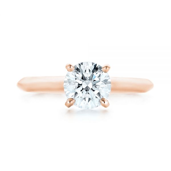 18k Rose Gold 18k Rose Gold Solitaire Diamond Engagement Ring - Top View -  103141