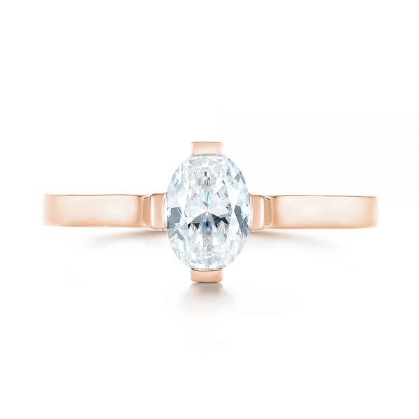 18k Rose Gold 18k Rose Gold Solitaire Diamond Engagement Ring - Top View -  103274