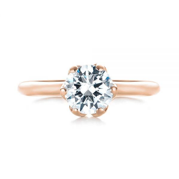 18k Rose Gold 18k Rose Gold Solitaire Diamond Engagement Ring - Top View -  103296