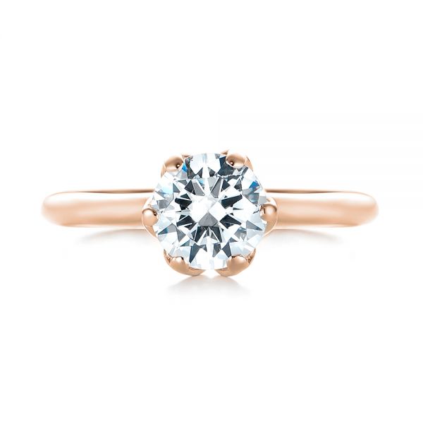 14k Rose Gold 14k Rose Gold Solitaire Diamond Engagement Ring - Top View - 103296