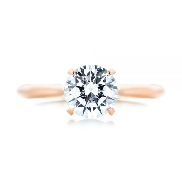 14k Rose Gold Solitaire Diamond Engagement Ring - Top View -  103297