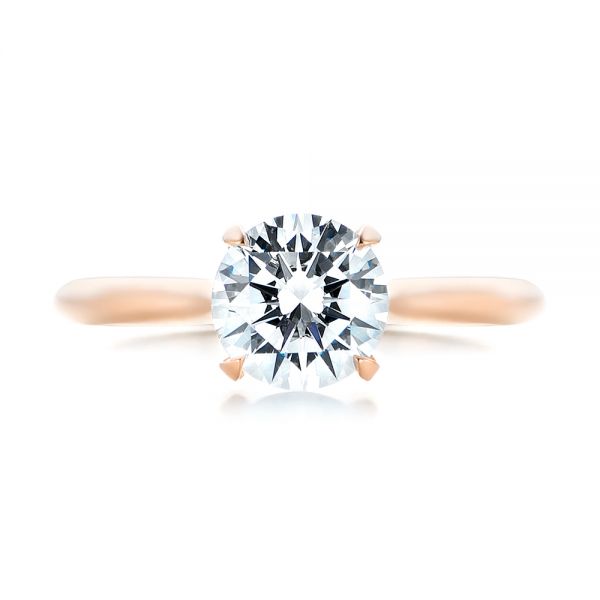 18k Rose Gold 18k Rose Gold Solitaire Diamond Engagement Ring - Top View -  103297