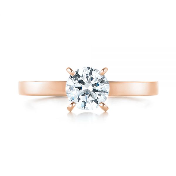 18k Rose Gold 18k Rose Gold Solitaire Diamond Engagement Ring - Top View -  103421