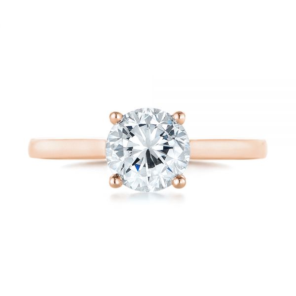 18k Rose Gold 18k Rose Gold Solitaire Diamond Engagement Ring - Top View - 104087