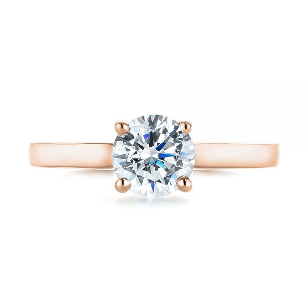 18k Rose Gold 18k Rose Gold Solitaire Diamond Engagement Ring - Top View -  104116