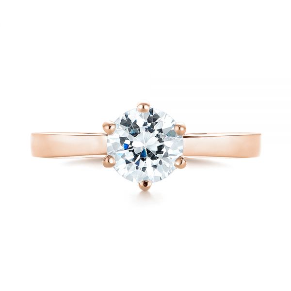 18k Rose Gold 18k Rose Gold Solitaire Diamond Engagement Ring - Top View - 104120